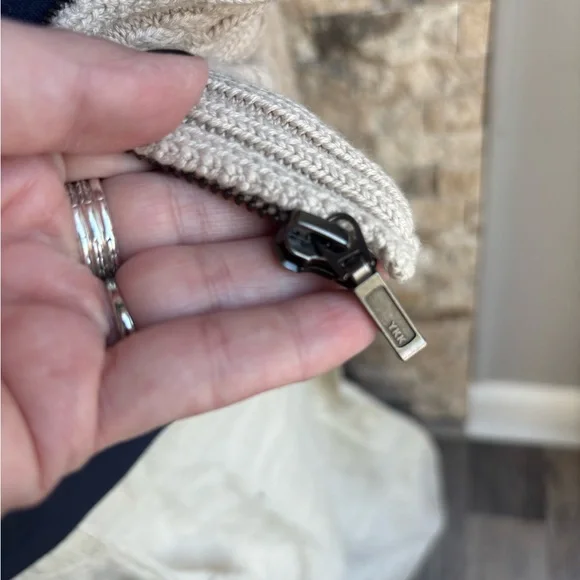 L.L. Bean Cream Cardigan with Cable Knit Design - Picture 4 of 12